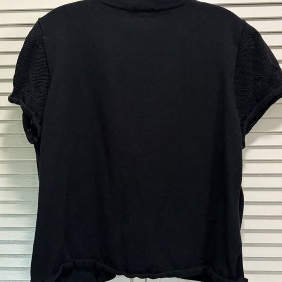 George Open Cardigan Black Knit Short Sleeve Ribbed Collar Button Size XXL - Picture 4 of 5
